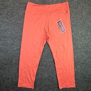 SATINA Capri Leggings Women Plus Size Coral Peach Skin High Waisted Crop‎ NEW